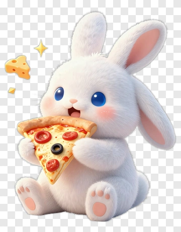 Cute Rabbit Eating Pizza PNG