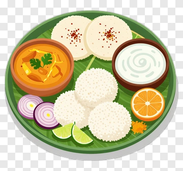 South Indian Meal With Idli And Sambar PNG