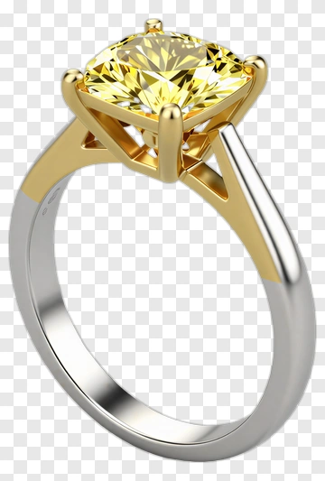 Gold And Silver Ring With Yellow Gemstone PNG