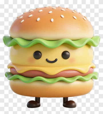 Cartoon Hamburger Character PNG