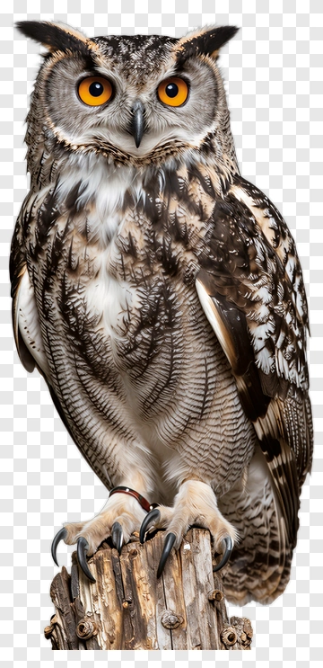 Realistic Owl Perched On A Log PNG
