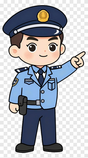 Cartoon Police Officer Pointing PNG