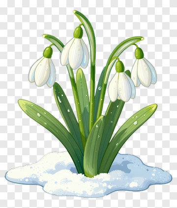 Snowdrop Flowers In Snow PNG