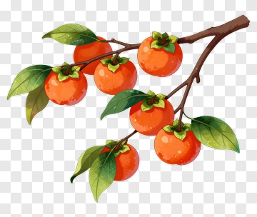Branch Of Orange Fruits With Leaves PNG