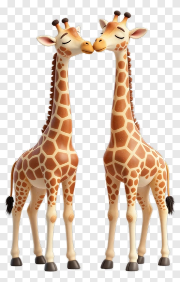 Cartoon Giraffes Kissing PNG