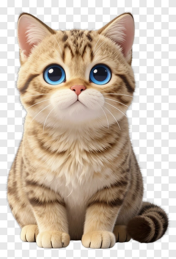 Cartoon Cat With Big Blue Eyes PNG