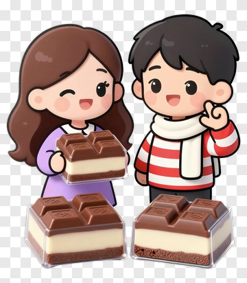 Cartoon Children Holding Chocolate Desserts PNG