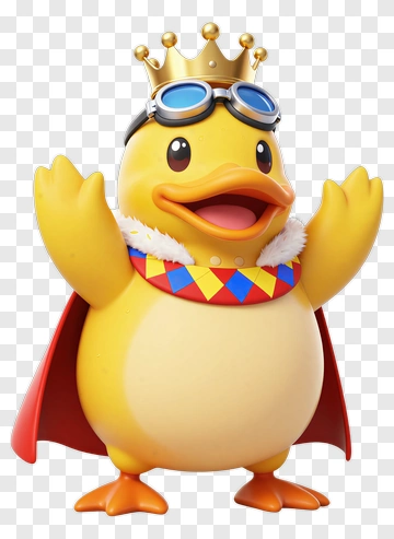 Cartoon Duck Wearing A Crown And Cape PNG