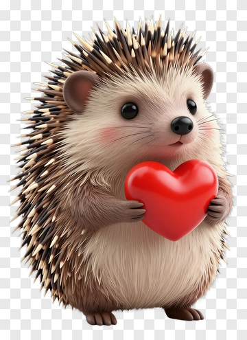 Cute Hedgehog Holding A Heart PNG