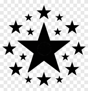Black Star With Surrounding Stars PNG