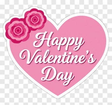 Happy Valentine's Day Heart With Flowers PNG