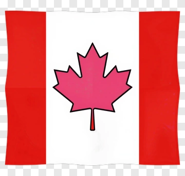 Canadian Flag With Pink Maple Leaf PNG