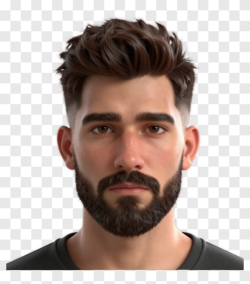 Realistic Male Portrait With Short Hair And Beard PNG