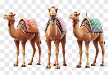 Colorful Cartoon Camels PNG