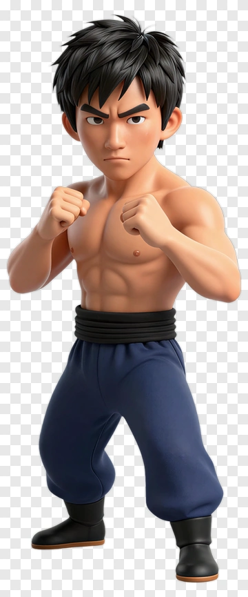 3D Martial Artist In Fighting Stance PNG