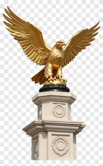 Golden Eagle Sculpture On A Pedestal PNG
