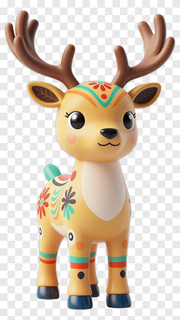 Colorful Cartoon Deer Figure PNG