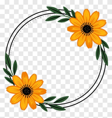 Floral Frame With Orange Flowers PNG
