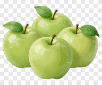 Green Apples With Leaves PNG