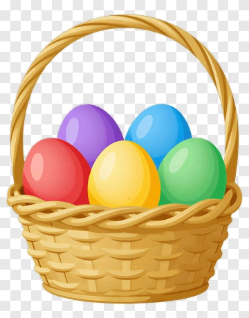 Colorful Easter Egg Basket PNG