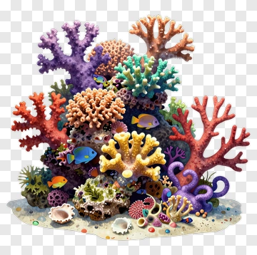 Colorful Coral Reef With Fish PNG