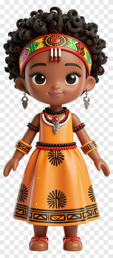 3D Girl In Traditional African Dress PNG