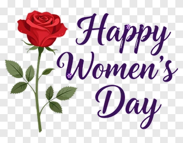 Happy Women's Day With A Red Rose PNG