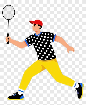 Cartoon Tennis Player Holding A Racket PNG