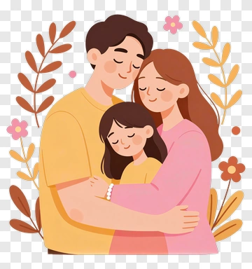 Happy Family Embracing Each Other PNG