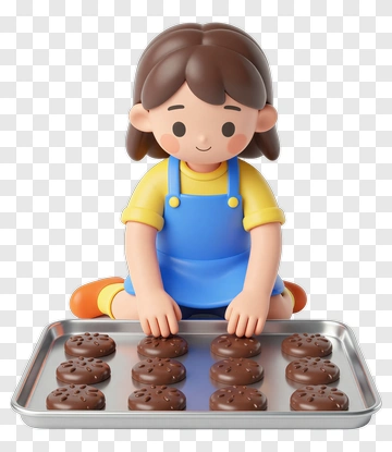 Cartoon Girl Baking Cookies PNG