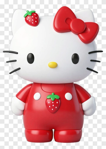 Hello Kitty Figure With Strawberry Design PNG