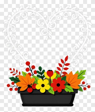Colorful Flower Bouquet In A Heart-Shaped Arrangement PNG