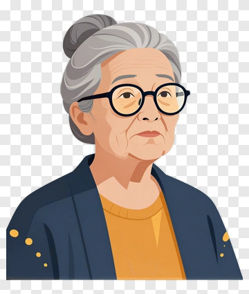 Cartoon Elderly Woman With Glasses PNG