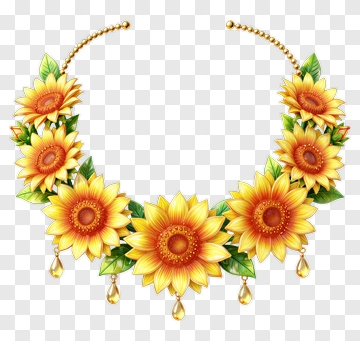 Sunflower Necklace With Decorative Drops PNG