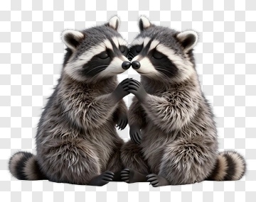 Two Raccoons Touching Noses PNG