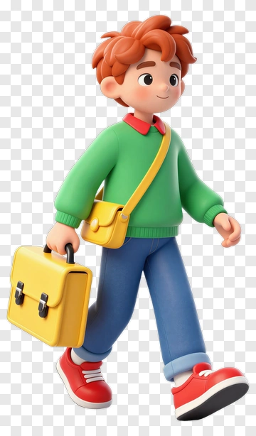 Cartoon Boy Carrying A Yellow Briefcase PNG