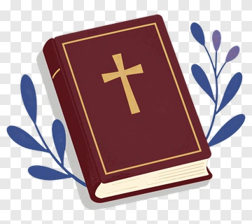 Illustrated Bible With Decorative Leaves PNG