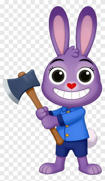 Cartoon Rabbit Holding An Axe PNG