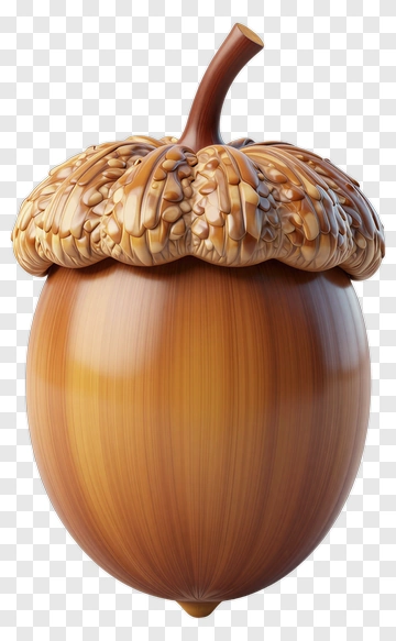 3D Acorn With Textured Cap PNG
