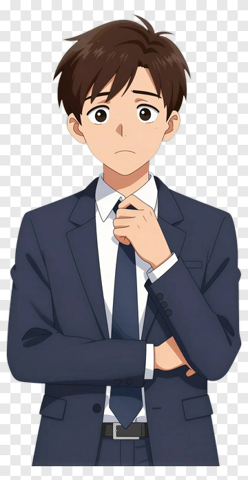 Anime Businessman Thinking PNG