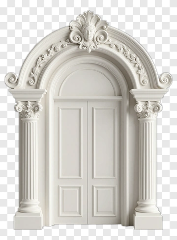 Elegant White Architectural Door Frame PNG