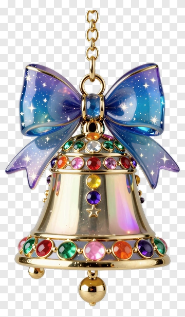 Colorful Decorative Bell With Bow PNG