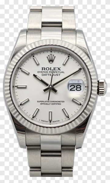 Rolex Datejust Watch With Silver Bracelet PNG
