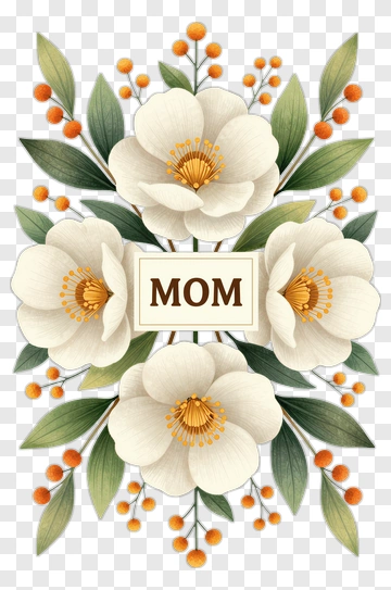 Floral Arrangement With Mom Text PNG