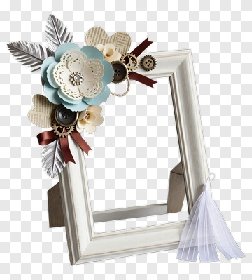 Decorative Frame With Flowers And Embellishments PNG