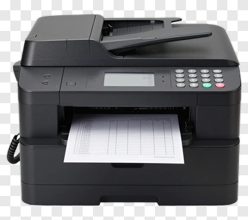 Black Multifunction Printer Printing A Document PNG