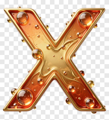 3D Golden Letter X With Bubbles PNG