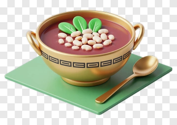 Bowl Of Soup With Beans And Leaves PNG