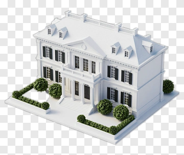 3D White Mansion PNG