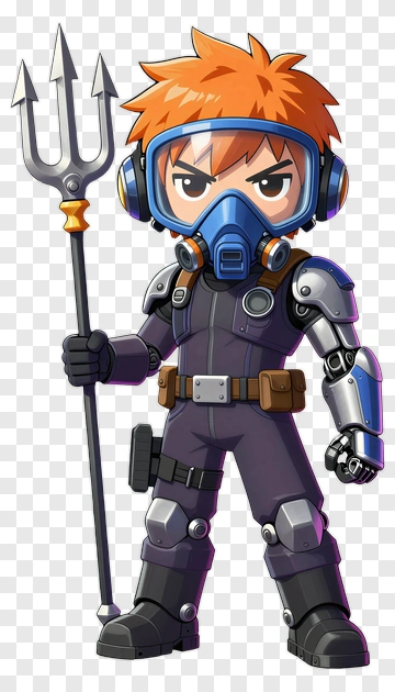 Cartoon Character Holding A Trident PNG